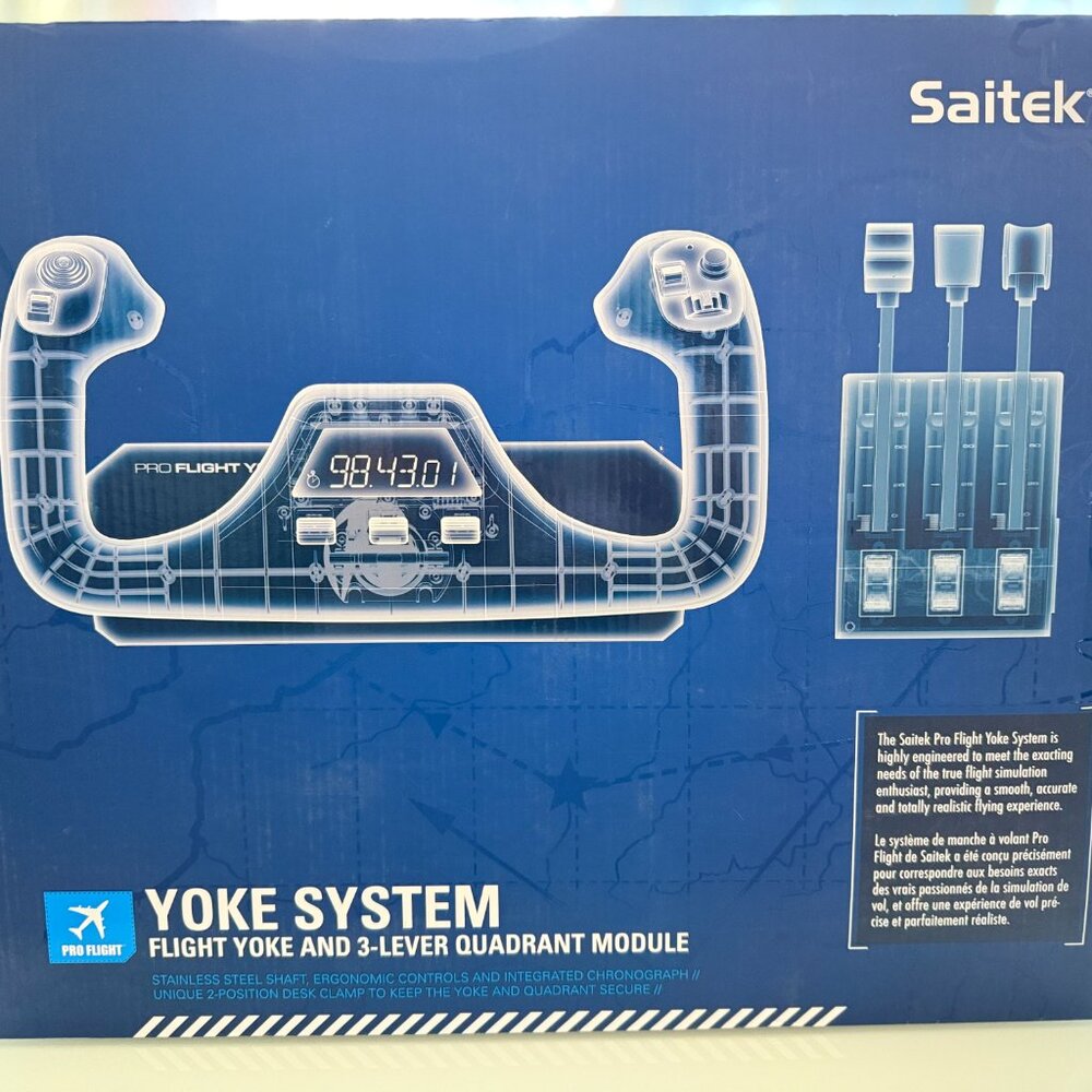 NEW SAITEK YOKE SYSTEM - FLIGHT YOKE & 3-LEVER QUADRANT MODULE NOB - Picture 3 of 4